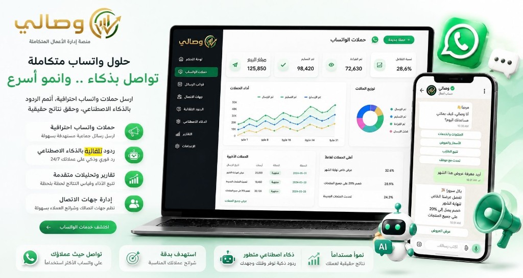 نظام وصالي للواتساب — حملات، ذكاء اصطناعي، وتحليلات