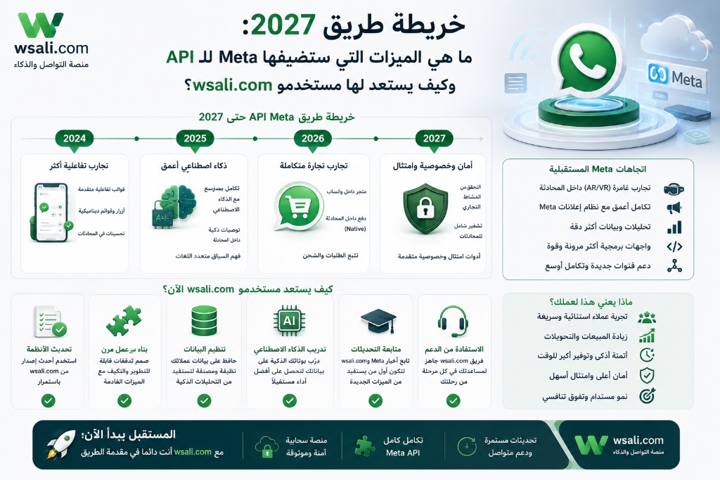 خريطة طريق 2027: ميزات Meta لـ واتساب API واستعداد مستخدمي wsali.com