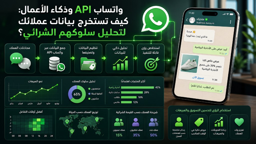 واتساب API وذكاء الأعمال: كيف تستخرج بيانات عملائك لتحليل سلوكهم الشرائي؟ 2 واتساب API وذكاء الأعمال: كيف تستخرج بيانات عملائك لتحليل سلوكهم الشرائي