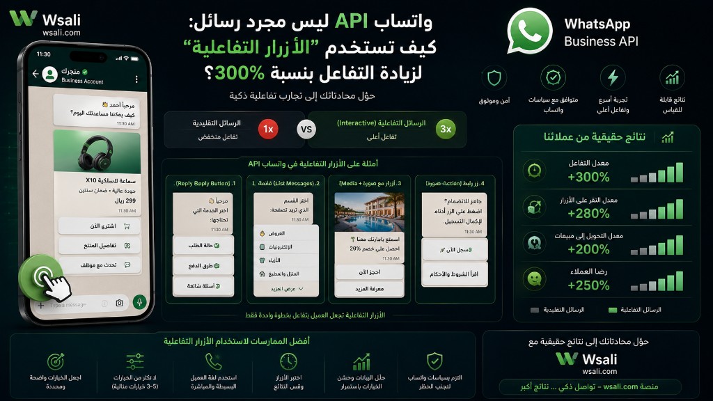 واتساب API ليس مجرد رسائل: كيف تستخدم واتساب API ليس مجرد رسائل: كيف تستخدم الأزرار التفاعلية لزيادة التفاعل بنسبة 300٪