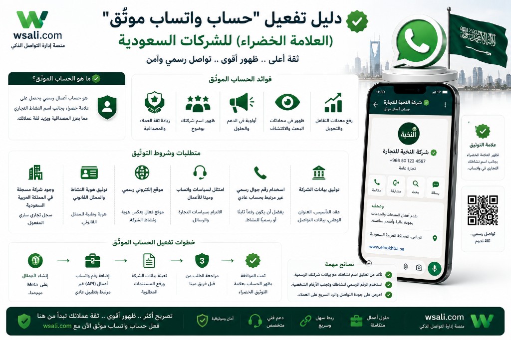Guide to Activating a Verified WhatsApp Account (Green Badge) for Saudi Companies: Requirements and Conditions 2 Guide to WhatsApp verification and the green badge for verified WhatsApp Business accounts in Saudi Arabia