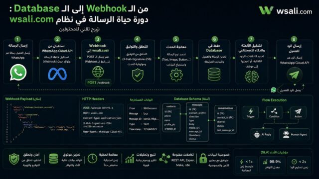 Message lifecycle from Webhook to Database in Wsali