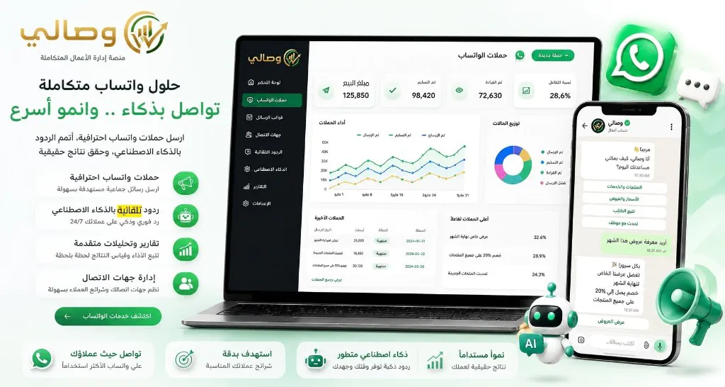 بيانات عملاء مستهدفين للتسويق عبر الواتساب — تكامل مع نظام وصالي