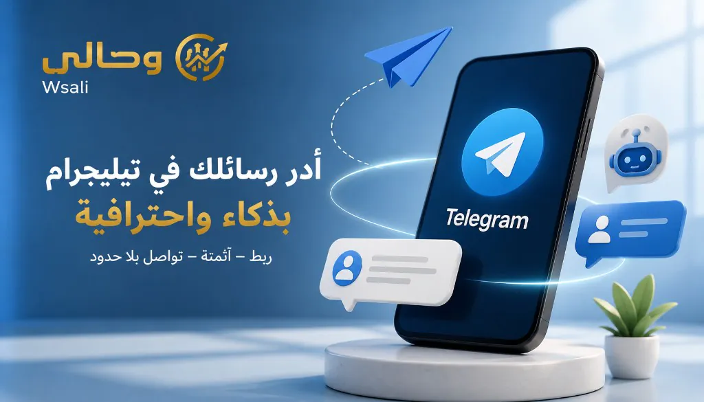 أدر رسائلك في تيليجرام بذكاء واحترافية · وصالي