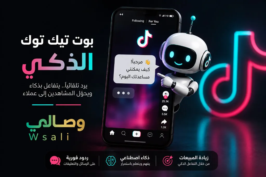 بوت تيك توك الذكي — يرد تلقائياً ويتفاعل بذكاء · وصالي